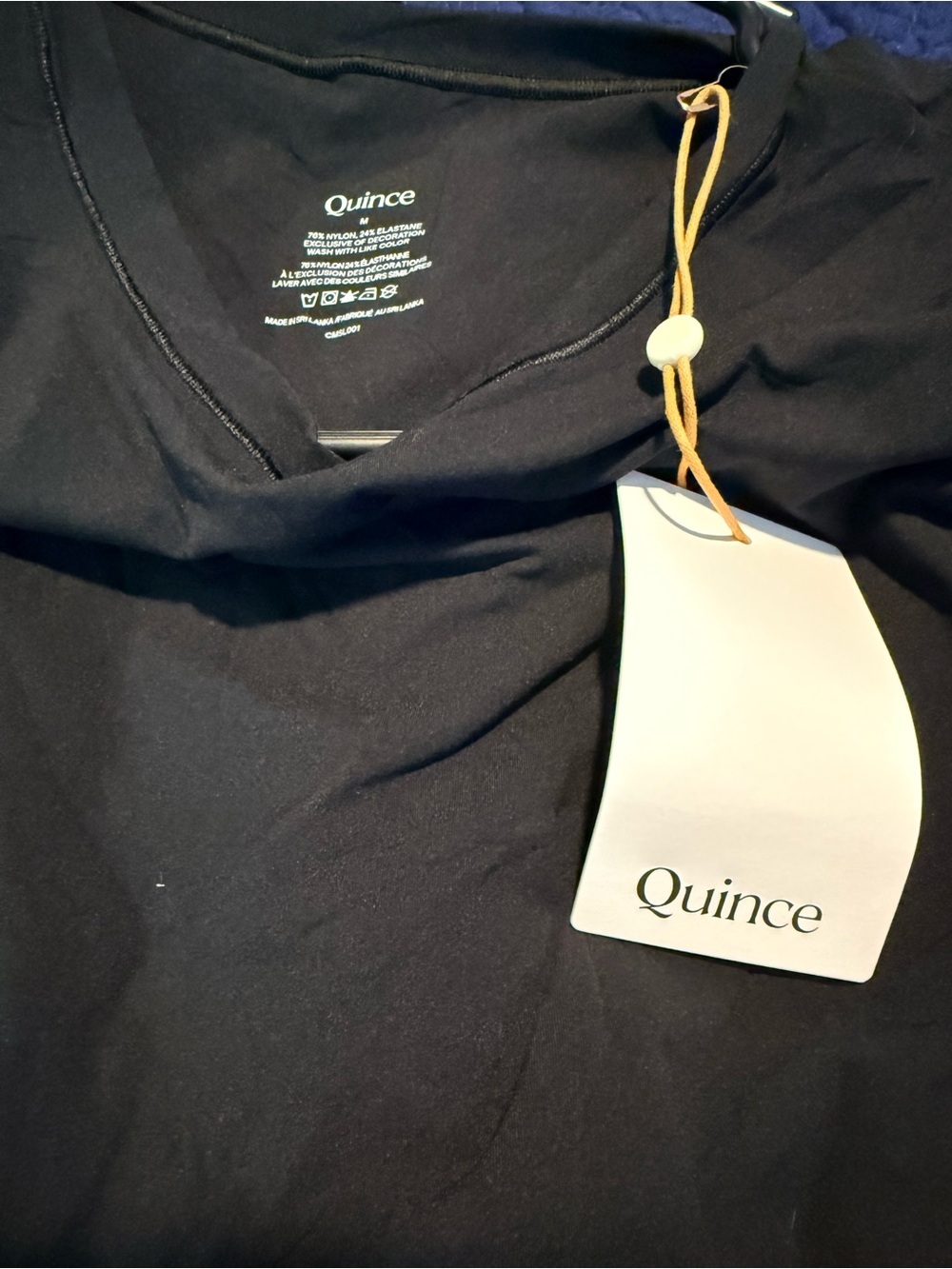 Quince Second Skin T-Shirt Bodysuit Black sz Medium - Picture 5 of 6